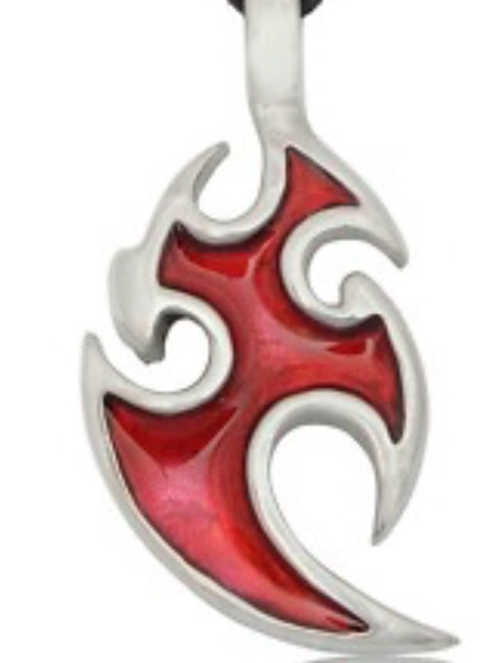 Red Māori design Silver Pewter Tribal Flame Pendant Necklace - Women Jewelry